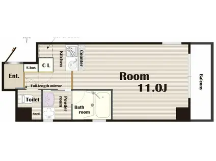 アスティオン・都島(1K/2階)の間取り写真