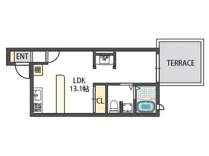 クロスレジデンシア(ワンルーム/3階)の間取り写真