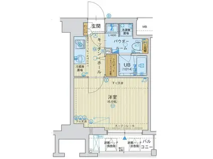 ジアコスモ大阪城南(1K/7階)の間取り写真