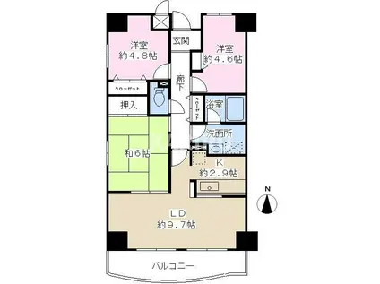 グランドソーワ今福鶴見(3LDK/10階)の間取り写真