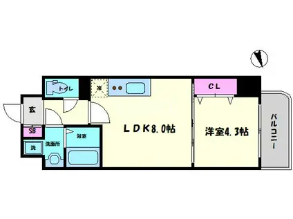 GARDENHOUSE新今里(1LDK/5階)の間取り写真