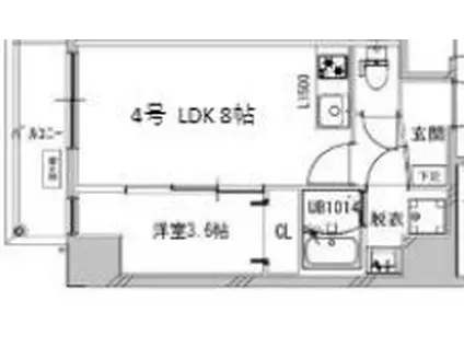 クローバー・レジデンス玉造(1LDK/2階)の間取り写真