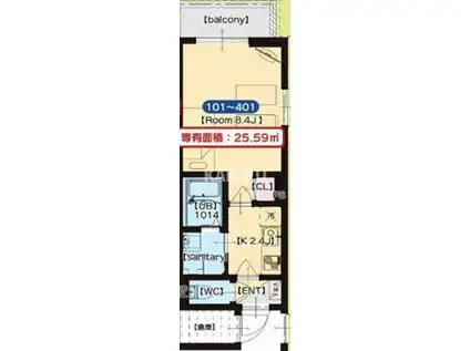 GARDENMAISON内代(1K/2階)の間取り写真