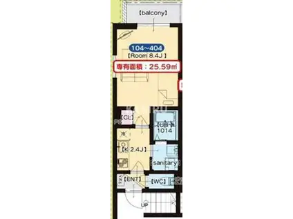 GARDENMAISON内代(1K/2階)の間取り写真