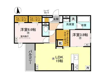 スペチアーレ東中本(2LDK/2階)の間取り写真