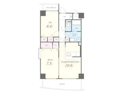 エスポワール今里(2LDK/3階)の間取り写真