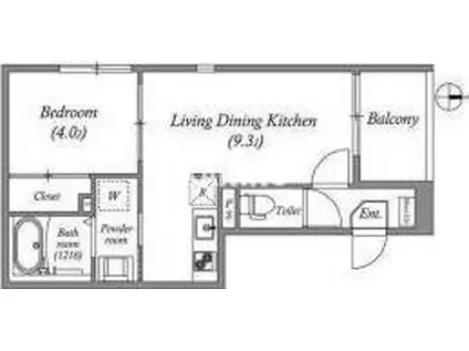 LEGARE桃谷(1LDK/1階)の間取り写真