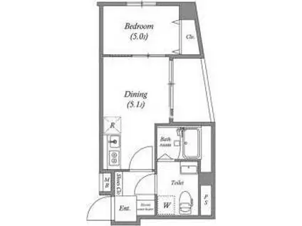 SERENITE-04(1DK/9階)の間取り写真