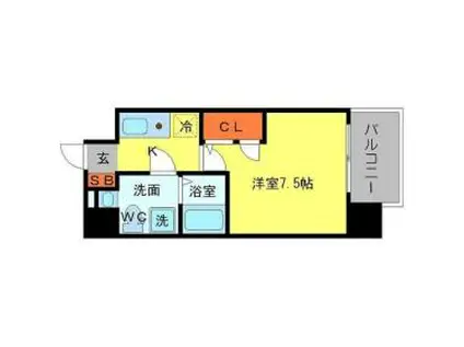TS SQUARE大阪城(1K/4階)の間取り写真