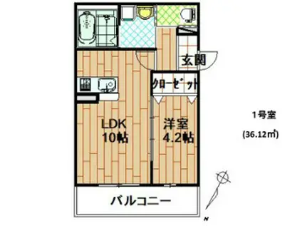 プリモ太子橋今市(1LDK/2階)の間取り写真