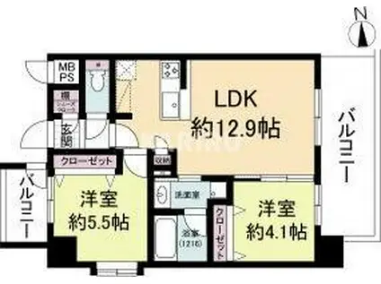 TOP COURT都島(2LDK/8階)の間取り写真