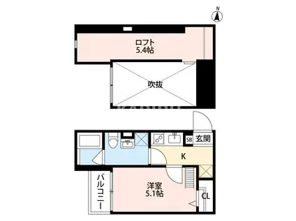 VALENTI小阪(1K/2階)の間取り写真