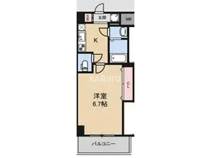 ラグゼ都島北1(1K/10階)の間取り写真