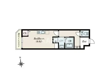 PAX鴫野東(ワンルーム/3階)の間取り写真