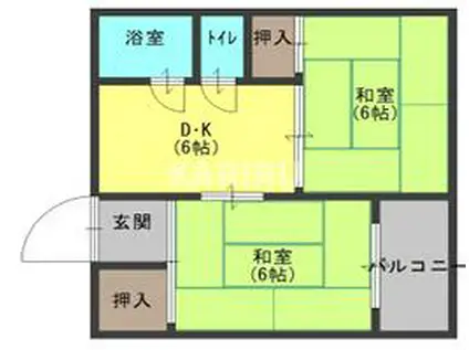 メゾンロータリ-(2DK/2階)の間取り写真