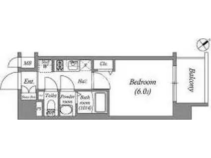 アドバンス大阪クラージュ(1K/2階)の間取り写真