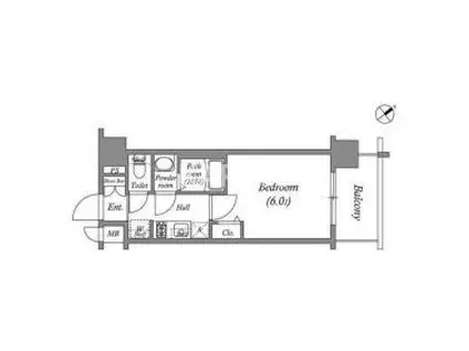 アドバンス大阪クラージュ(1K/2階)の間取り写真