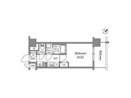 アドバンス大阪クラージュ(1K/2階)の間取り写真