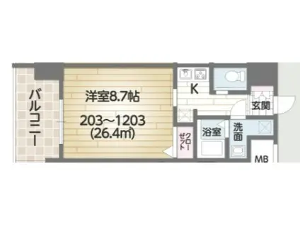 フォレストグレイス城東京橋Ⅰ(1K/11階)の間取り写真