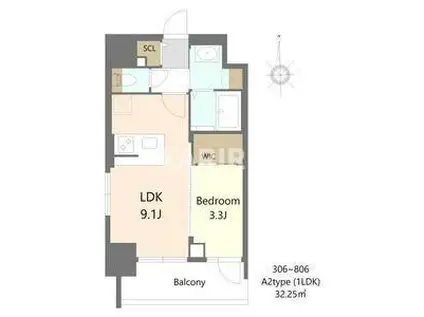 S-RESIDENCE松屋町ASENCE(1LDK/3階)の間取り写真