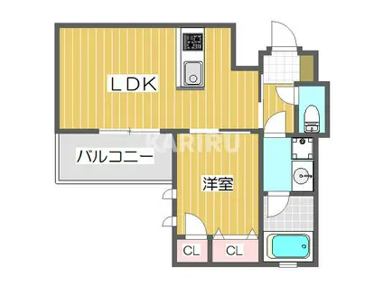 ウェルスクエア都島(1LDK/3階)の間取り写真