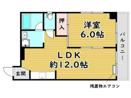 玉造レジデンス(1LDK/3階)の間取り写真