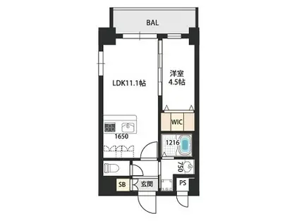 セントルイス京橋(1LDK/5階)の間取り写真