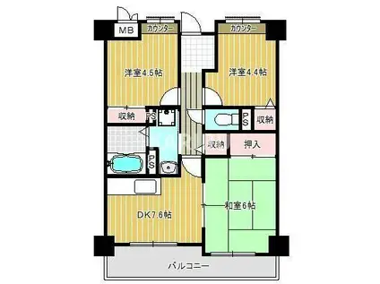 ラ・ピエール城東(3DK/6階)の間取り写真