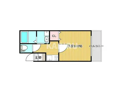 ハイグレード中宮Ⅰ(1K/1階)の間取り写真