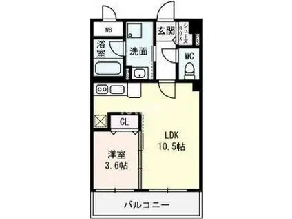 都島レジデンス(1LDK/3階)の間取り写真