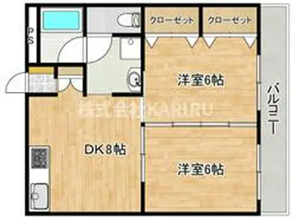中野ハイツ緑橋(2DK/5階)の間取り写真