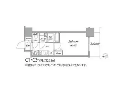 アドバンス大阪バレンシア(1K/8階)の間取り写真