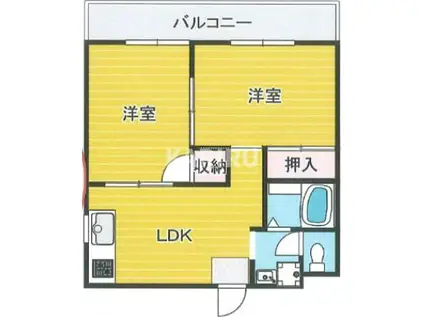 ハイツプライム(2LDK/3階)の間取り写真