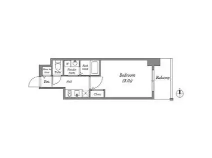 クレアグレイス新森古市(1K/4階)の間取り写真