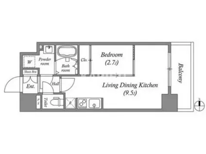 セレーノ南森町(1LDK/3階)の間取り写真