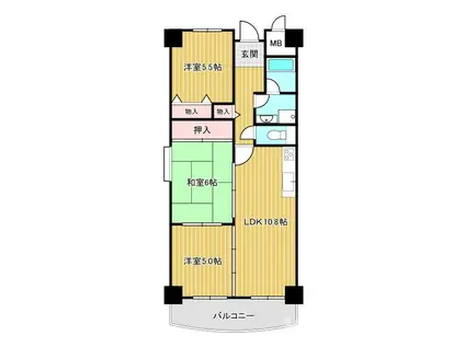 シェモア鶴見緑地(3LDK/4階)の間取り写真