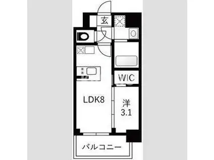 エスリードレジデンスザ・グラン大阪福島クラス(1LDK/4階)の間取り写真