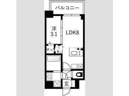 エスリードレジデンスザ・グラン大阪福島クラス(1LDK/6階)の間取り写真