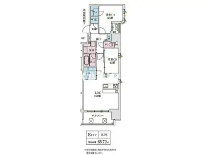 スプランディッド本町グラン(2LDK/7階)の間取り写真
