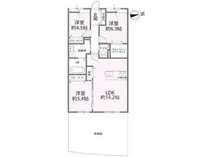 ルミエール今里(3LDK/1階)の間取り写真