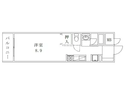 ベルフラワー都島(1K/2階)の間取り写真
