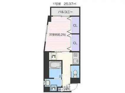 SAISIR希(1K/4階)の間取り写真