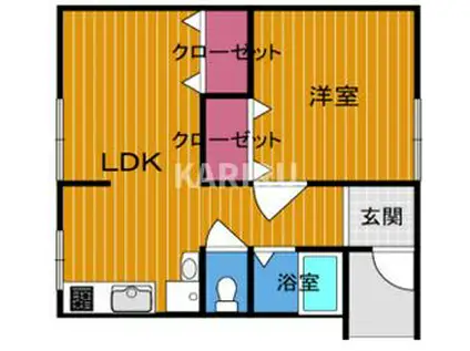 コーポ神路(1LDK/3階)の間取り写真