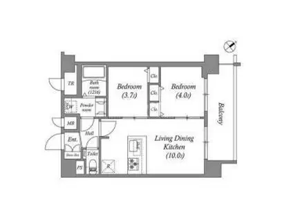 アドバンス大阪クラージュ(2LDK/9階)の間取り写真