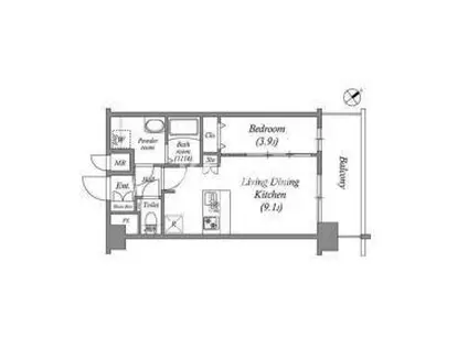 アドバンス大阪クラージュ(1LDK/10階)の間取り写真