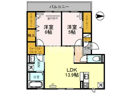 グランシャリオニッコー(2LDK/2階)の間取り写真