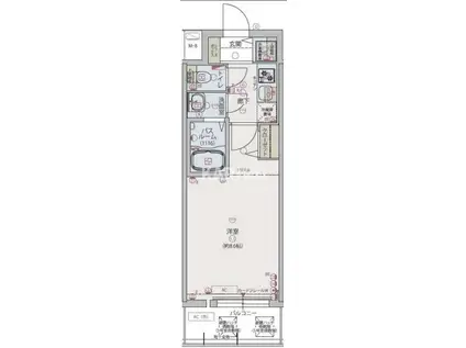 ディクス大阪城イーストレジデンス(1K/3階)の間取り写真