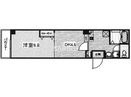 グランデージ 都島(1DK/3階)の間取り写真