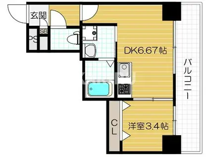 WIND BELL大宮(1DK/3階)の間取り写真