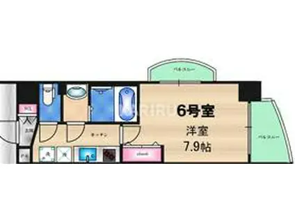 LUXE森之宮(1K/11階)の間取り写真